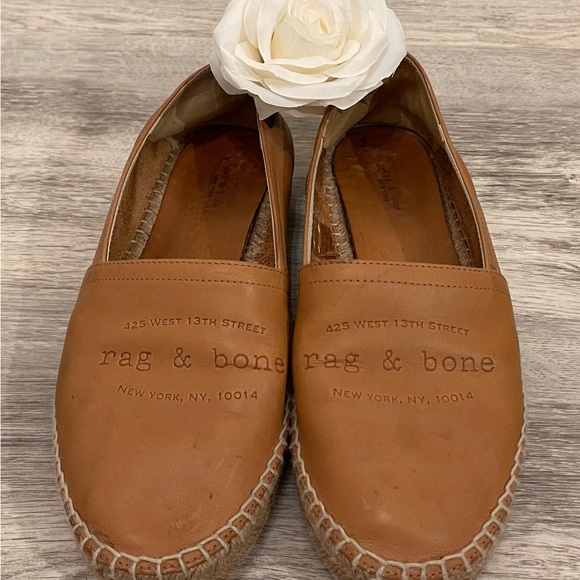 Rag & Bone Espadrille Loafers Flats in Cognac Tan Leather Size 9.5 Retails $375 - Picture 2 of 12